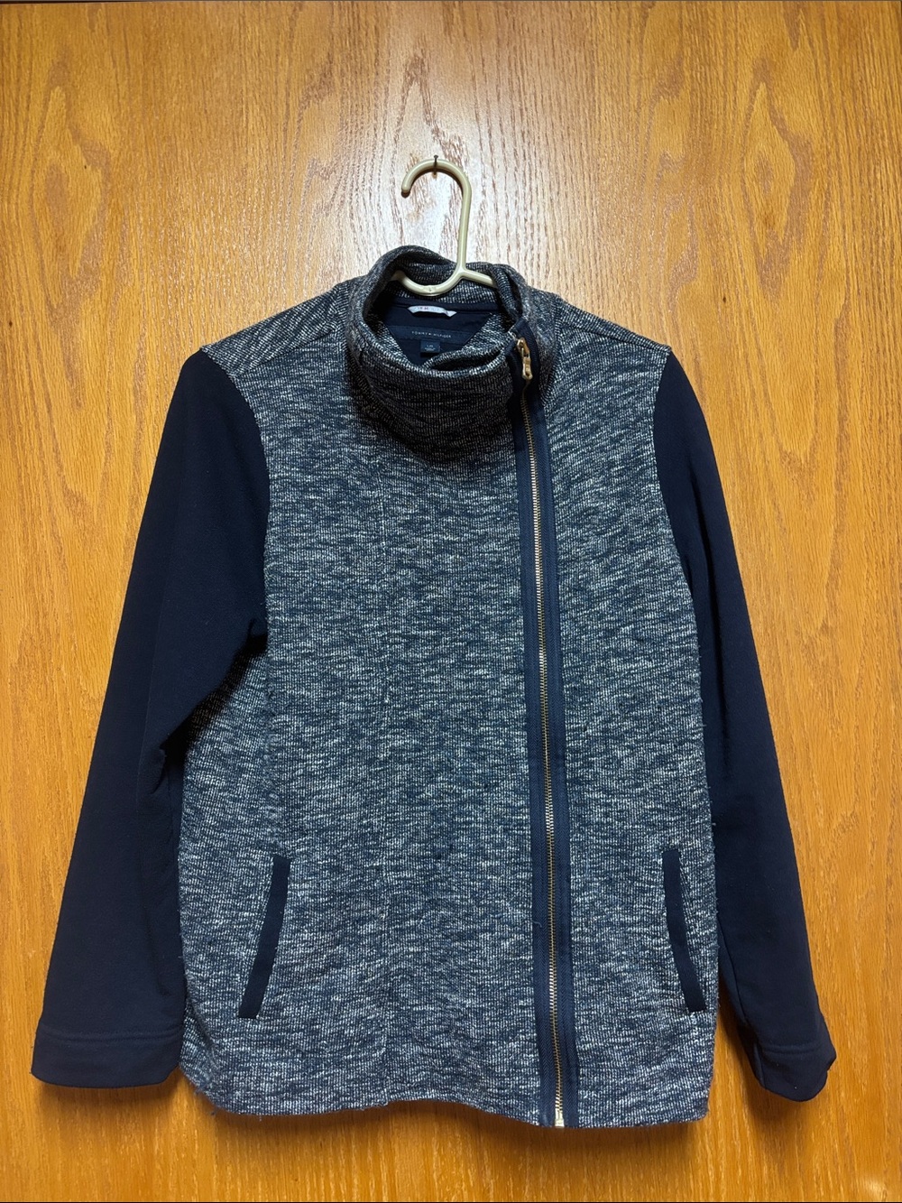 Tommy Hilfiger Navy and Heather Gray Knit Athletic zip jacket